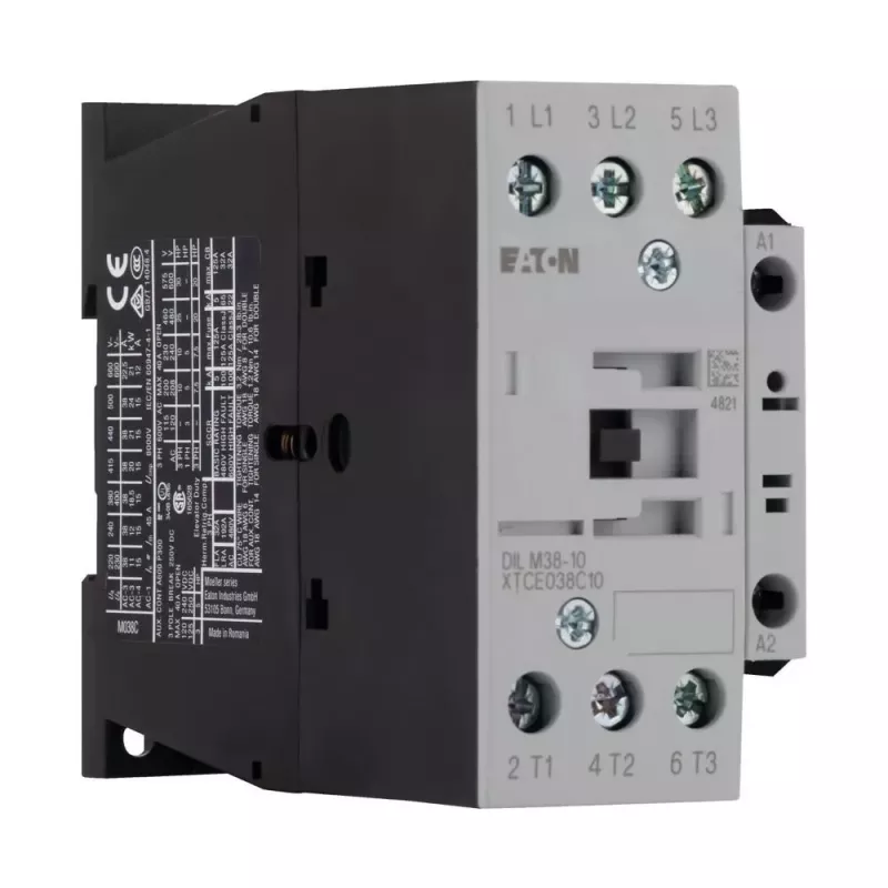 Eaton DILM38-10 contactor de potencia, bobina 230 V AC 50 Hz / 240 V AC 60 Hz, 3 polos, 38 A, 1 contacto auxiliar NA 112428