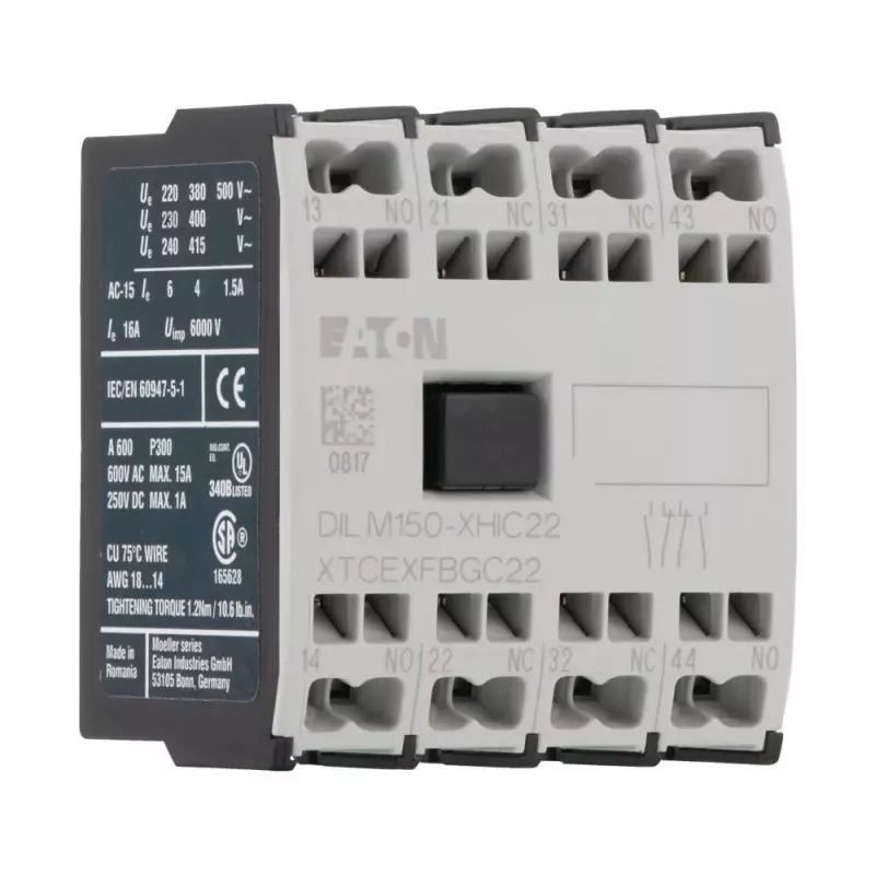 Eaton bloque de contactos auxiliares 4 polos 2NO+2NC montaje superior para DILM40-DILM150, bornes de tornillo 278046