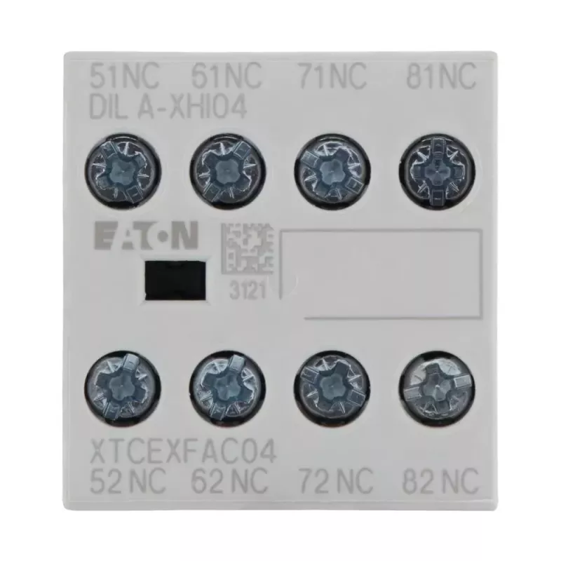 Eaton DILA-XHI04 bloque de contactos auxiliares, 4 polos, 2NO+2NC, montaje frontal, bornes de tornillo, negro/blanco 276424