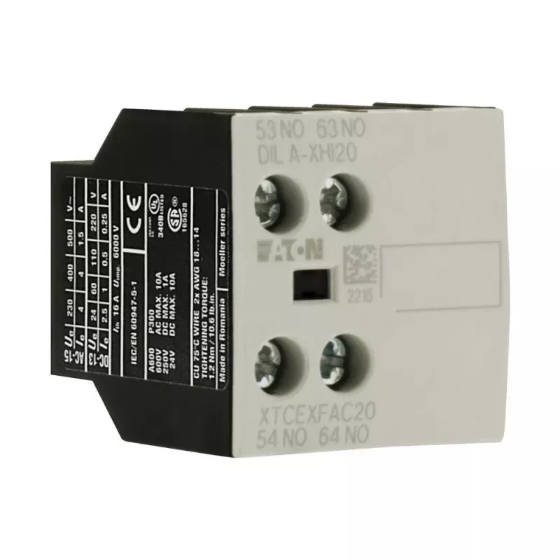 Eaton DILA-XHI20 bloque de contactos auxiliares, 45 mm de ancho, negro/blanco, -25 a 60 °C 276422