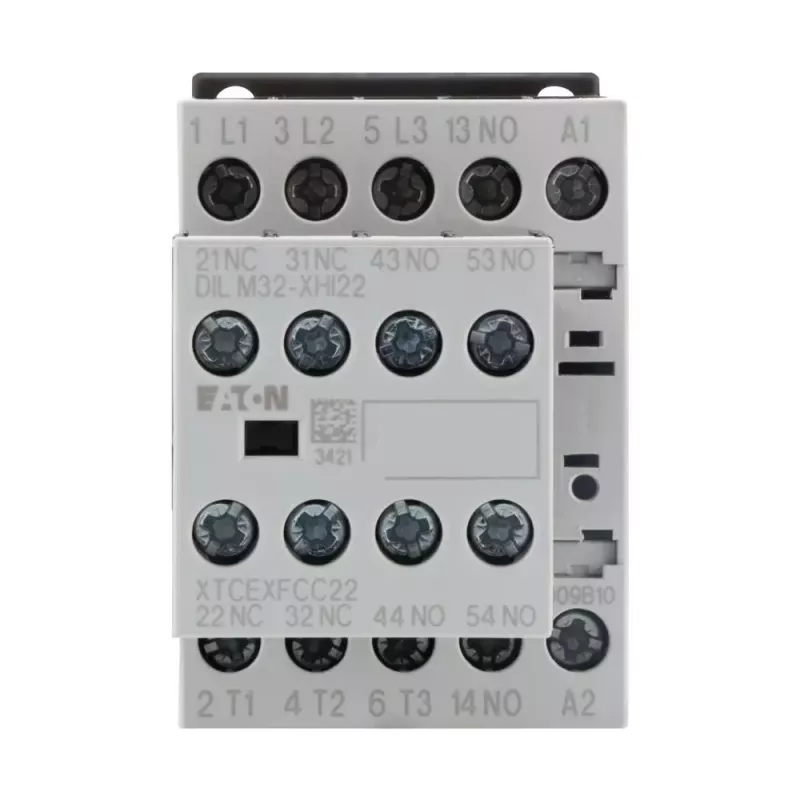 Eaton DILM9-32 contactor de potencia, 3 polos, 9 A, bobina 230 V AC, 1 contacto auxiliar NA, IP20 276795