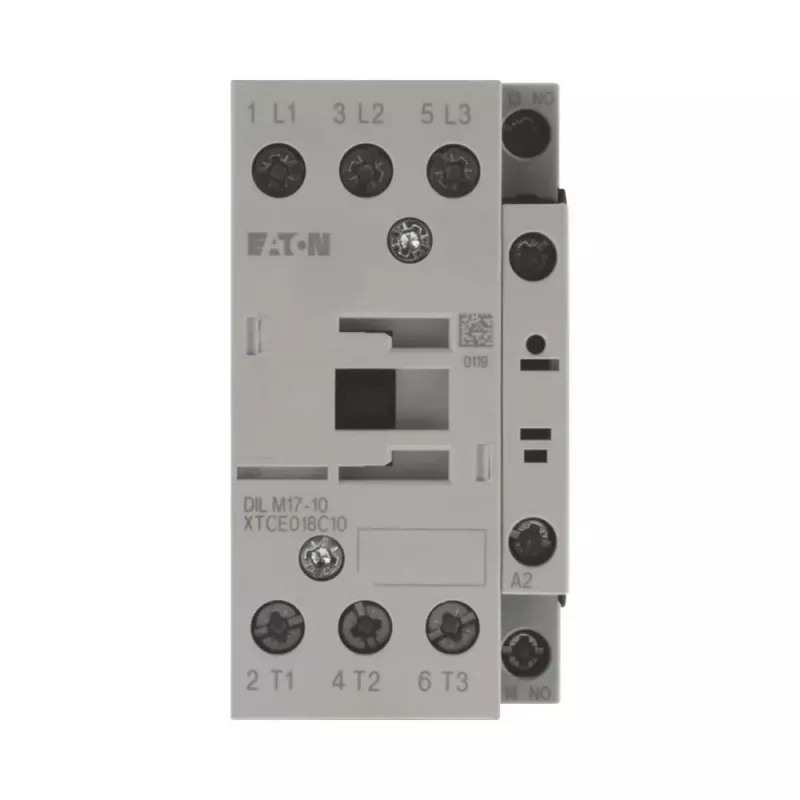 Eaton DILM17-10(RDC24) contactor 3 polos, bobina 24 V DC, 17 A AC-3, 1 contacto auxiliar NA, IP00, negro/blanco 277018