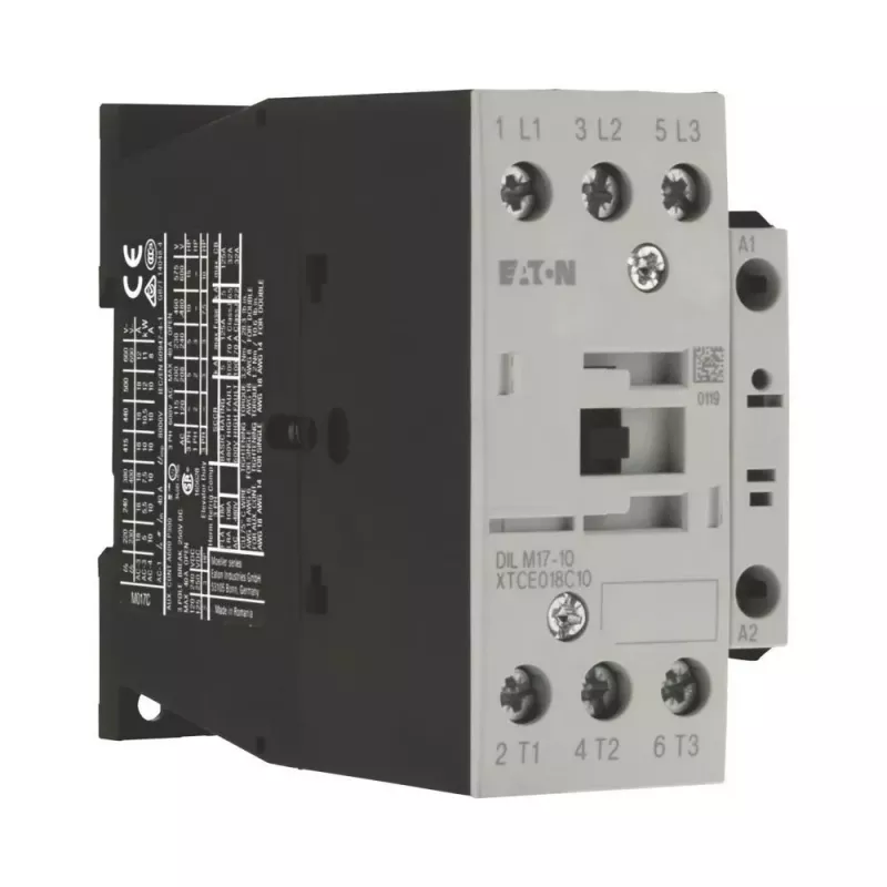 Eaton DILM17-10 contactor, bobina de 24 V 50 Hz, IP00, 56 x 85 mm, negro/blanco