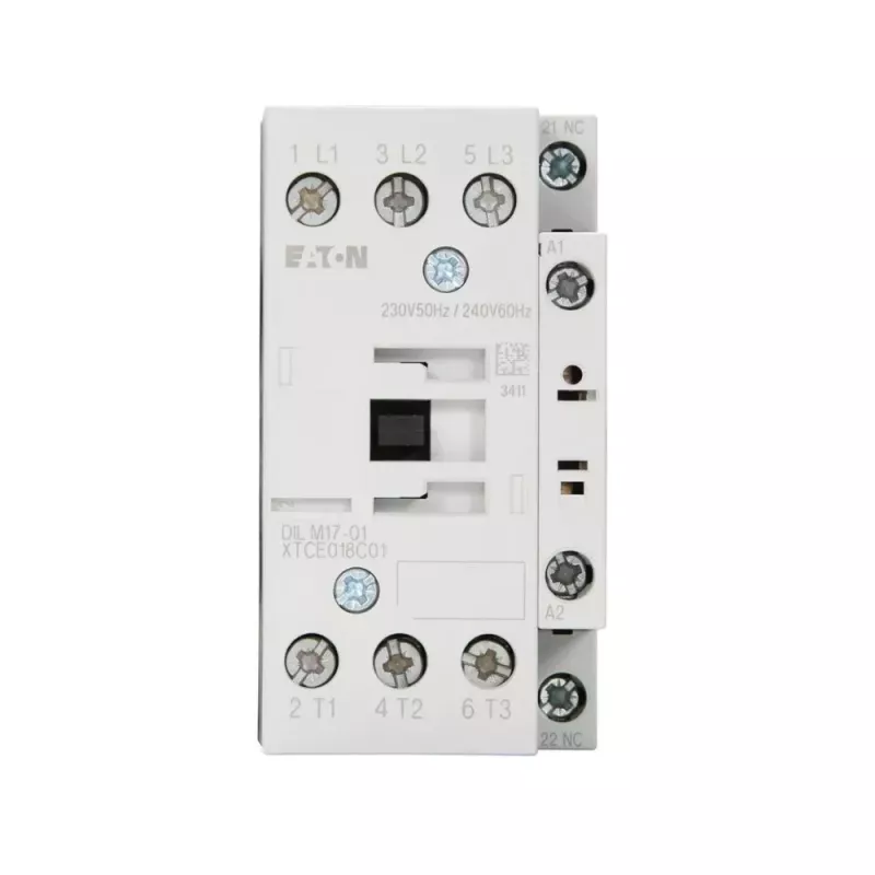 Eaton DILM17-01 contactor, 3 polos, 17 A, bobina 230 V AC, 1 contacto auxiliar NC 277036