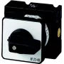 Eaton T3-4-8902/E interruptor de levas, 4 polos, 32A, 690V, montaje frontal, IP65, empuñadura negra, placa frontal metálica plateada 215222