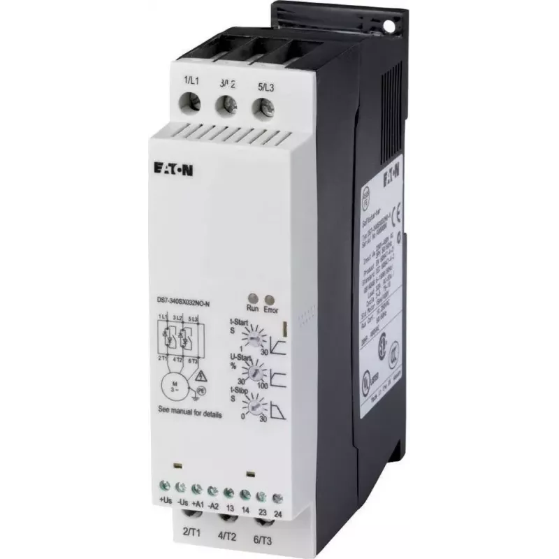Eaton DS7-342SX024N0-N arrancador suave, 24 A, 200-480 V AC, control 24 V AC/DC, 11 kW