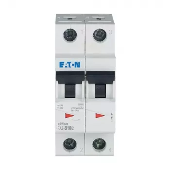Eaton FAZ-B16/2 interruptor automático magnetotérmico (MCB), 2 polos, 16 A, tipo B, 230/400 V AC, 10 kA, carril DIN 278734