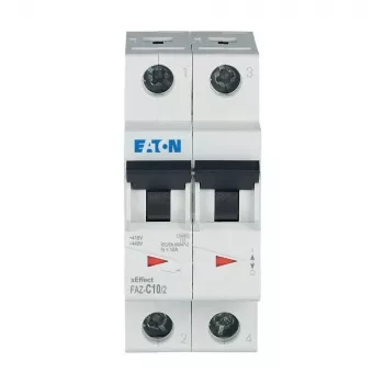 Eaton FAZ-C10/2 interruptor automático magnetotérmico (MCB), 10 A, 2 polos, tipo C, 400 V AC, 10 kA 278756