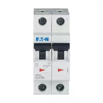 Eaton FAZ-C10/2 interruptor automático magnetotérmico (MCB), 10 A, 2 polos, tipo C, 400 V AC, 10 kA 278756