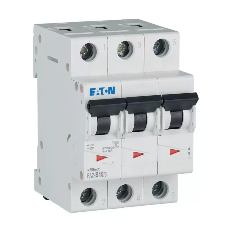 Eaton FAZ-B10/3 interruptor automático magnetotérmico tipo B, 10 A, 3 polos, 10 kA 278843