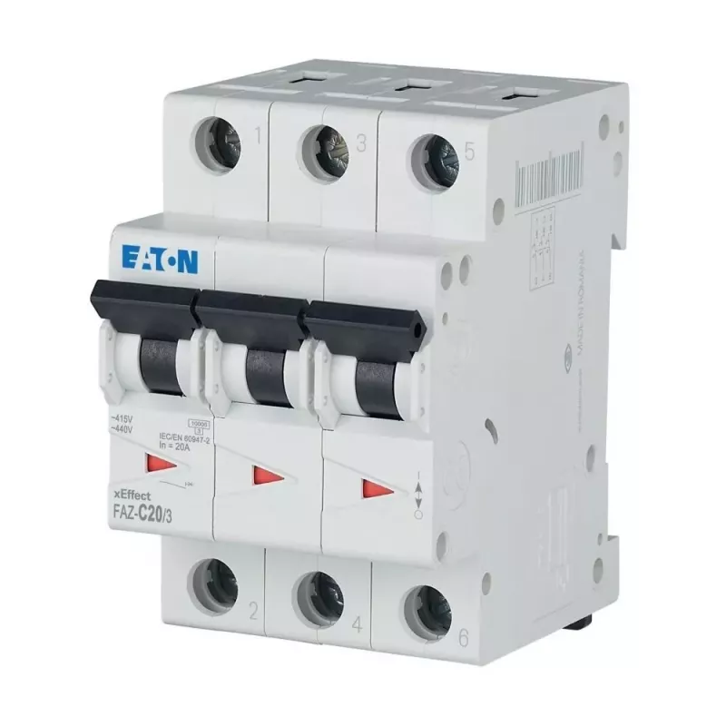 Eaton FAZ-C20/3 interruptor automático magnetotérmico, 3 polos, 20 A, tipo C, 10 kA 278874