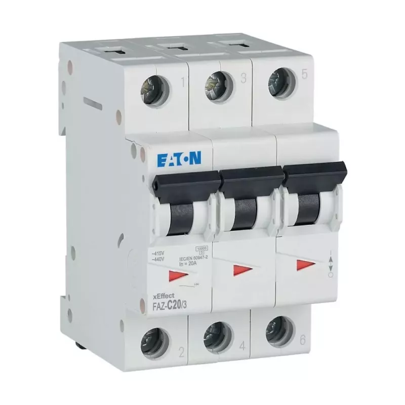 Eaton FAZ-C20/3 interruptor automático magnetotérmico, 3 polos, 20 A, tipo C, 10 kA 278874