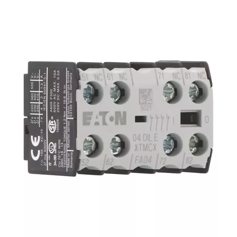EATON 04DILE bloque de contactos auxiliares, 4 NC, de accionamiento forzado, montaje frontal, para contactores DILM7-DILM38 010256