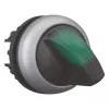 Eaton M22 accionamiento rotativo, 3 posiciones, con enclavamiento, botón negro con embellecedor plateado 284395