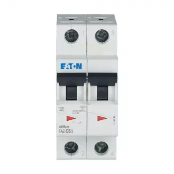 Eaton FAZ-C6/2 interruptor automático magnetotérmico (MCB), 6 A, 2 polos, tipo C, 10 kA, 230/400 V AC 278754