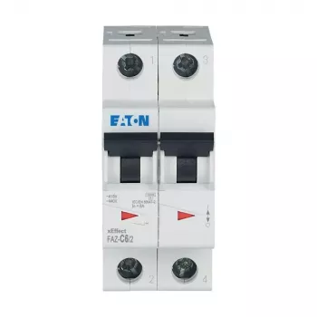 Eaton FAZ-C6/2 interruptor automático magnetotérmico (MCB), 6 A, 2 polos, tipo C, 10 kA, 230/400 V AC 278754