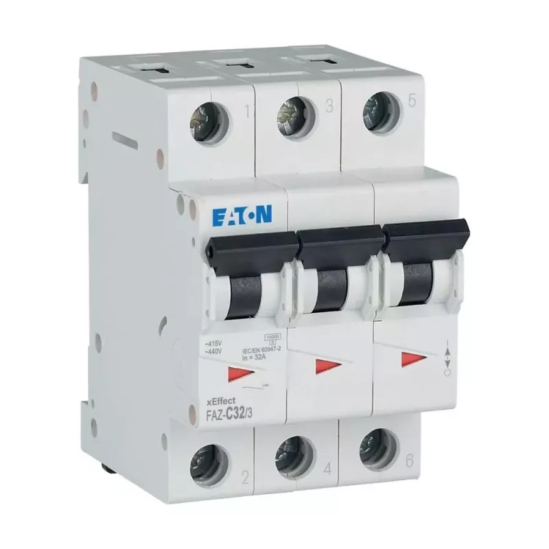 Eaton FAZ-C32/3 interruptor automático tipo C, 32 A, 3 polos, 10 kA, carril DIN 278876