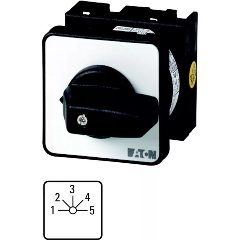 Eaton T0-5-15139/E interruptor de levas 2 polos, ON-OFF, 20A, 690V AC, montaje en panel frontal, negro/blanco 014135