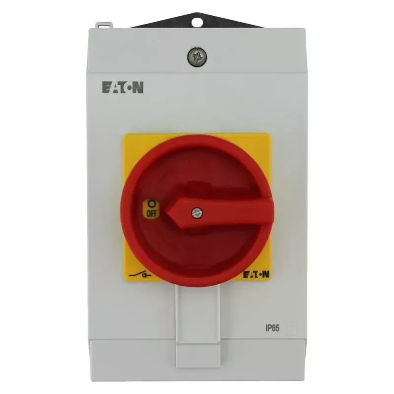 Eaton P1-40/I2H/SVB interruptor de encendido/apagado con parada de emergencia, bloqueable, 40 A, 690 V, 1 x 90°, gris/negro/rojo/amarillo 199922
