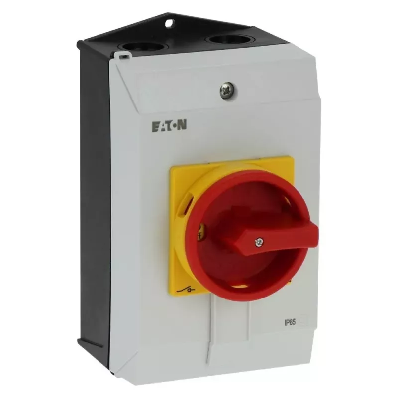 Eaton P1-40/I2H/SVB interruptor de encendido/apagado con parada de emergencia, bloqueable, 40 A, 690 V, 1 x 90°, gris/negro/rojo/amarillo 199922