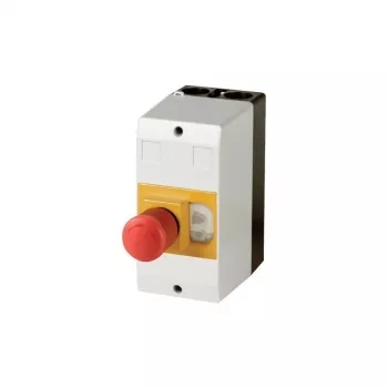Eaton CI-PKZ01-PVT caja de control de superficie con pulsador de parada de emergencia, policarbonato, gris claro, IP65, 158 x 80 x 177 mm 281406