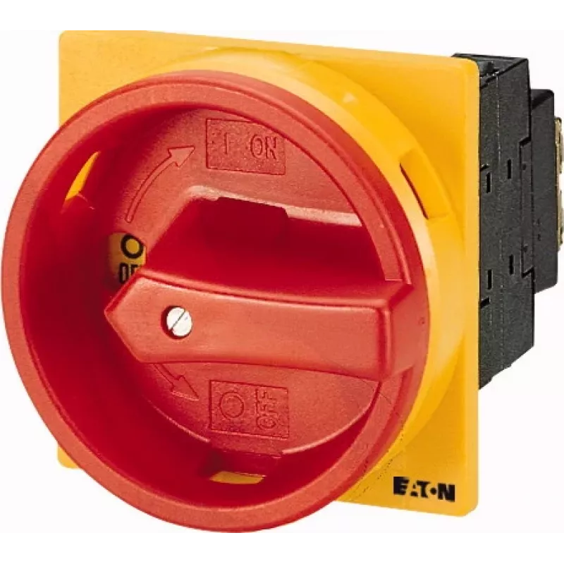 Eaton P1-32/EA/SVB/N/HI11 interruptor principal 4 polos, 32A, IP65, carcasa negra con empuñadura roja/amarilla 057859