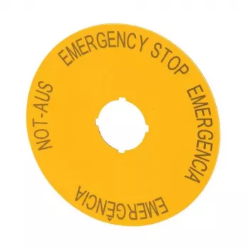 Eaton M22-XAK2 señal de parada de emergencia, amarilla, 60 mm, inscripción PARADA DE EMERGENCIA 216466