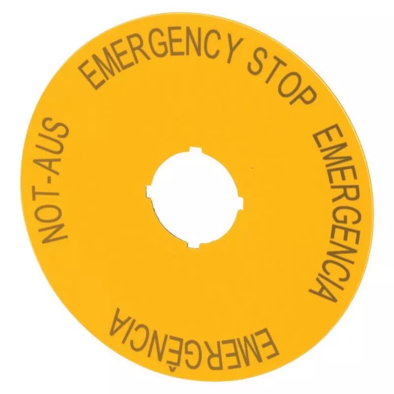 Eaton M22-XAK2 señal de parada de emergencia, amarilla, 60 mm, inscripción PARADA DE EMERGENCIA 216466