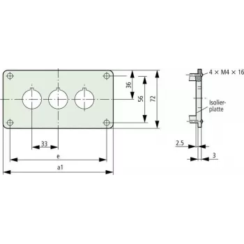 Eaton M22-E3Q carcasa de aluminio para estación de control, gris, 3 aberturas, IP65 216544
