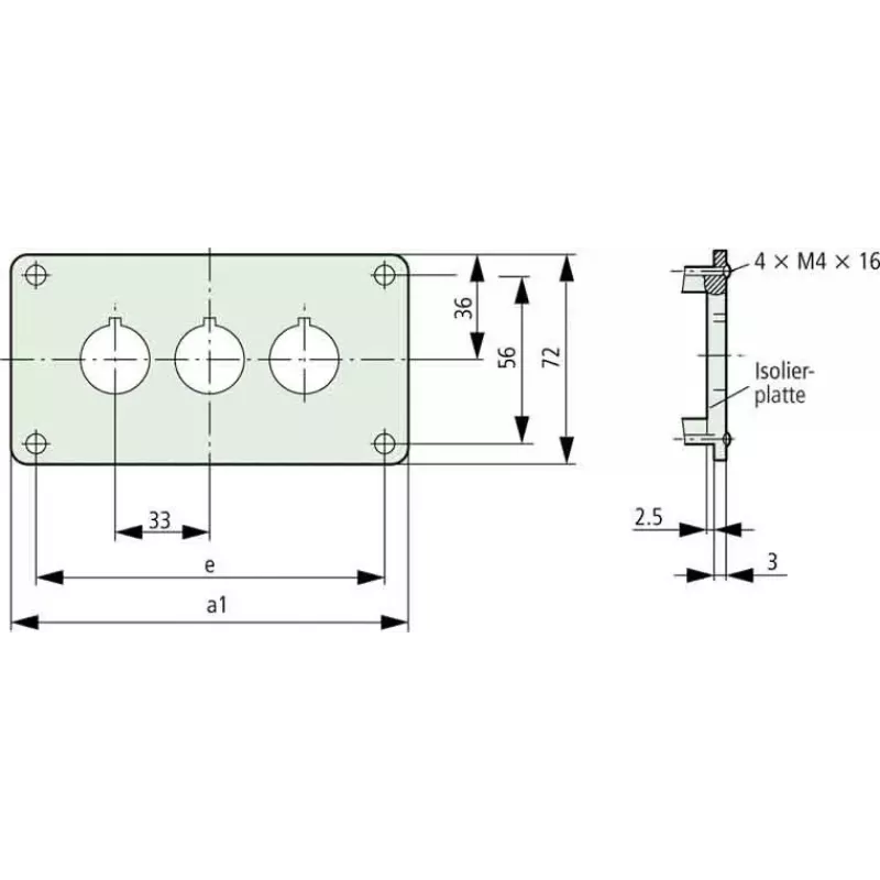 Eaton M22-E3Q carcasa de aluminio para estación de control, gris, 3 aberturas, IP65 216544