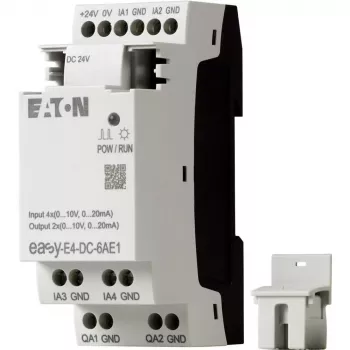 Eaton EASY-E4-DC-6AE1 módulo de control PLC, 12/24 V DC, 6 entradas digitales, 2 entradas analógicas, 4 salidas de relé, ampliable, LCD integrado