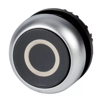 Eaton M22-D-S-X0 accionamiento para pulsador, negro, enrasado, momentáneo, anillo frontal metálico, 22,5 mm 216609