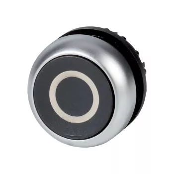 Eaton M22-D-S-X0 accionamiento para pulsador, negro, enrasado, momentáneo, anillo frontal metálico, 22,5 mm 216609