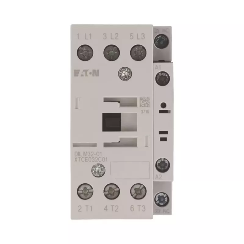 Eaton DILM32-01(RDC24) contactor, tripolar, 32 A, bobina 24-27 V DC, 1 contacto auxiliar NC 277306