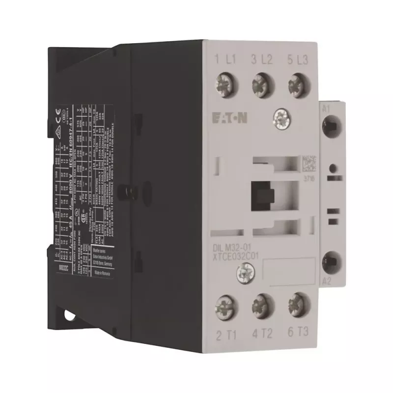 Eaton DILM32-01(RDC24) contactor, tripolar, 32 A, bobina 24-27 V DC, 1 contacto auxiliar NC 277306
