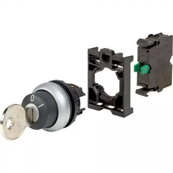 Eaton M22-WS-K10-BVP accionamiento de interruptor de llave, 2 posiciones, enclavamiento, anillo frontal de plástico negro, llave K10, 22,5 mm 110921