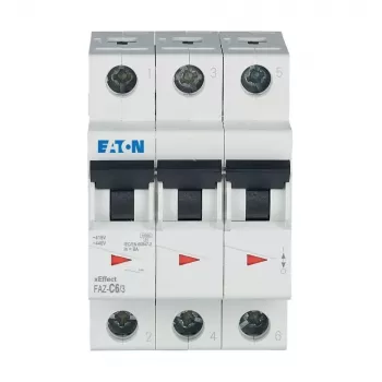 Eaton FAZ-C6/3 interruptor automático (MCB) de 6 A 3 polos con característica C, 6 kA 278867