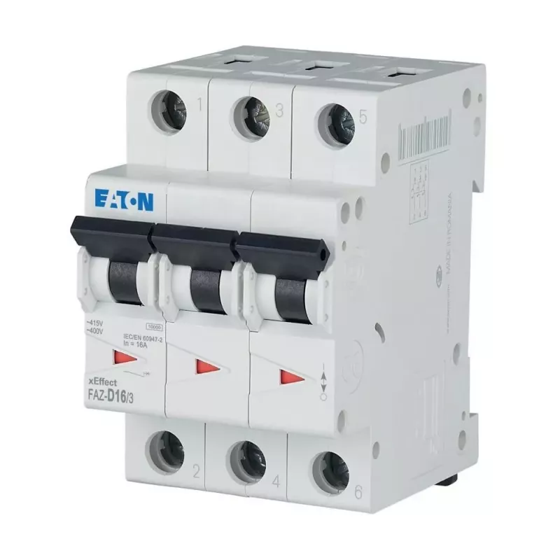 EATON FAZ-D16/3 interruptor automático 16A 3 polos característica D 6kA 278896