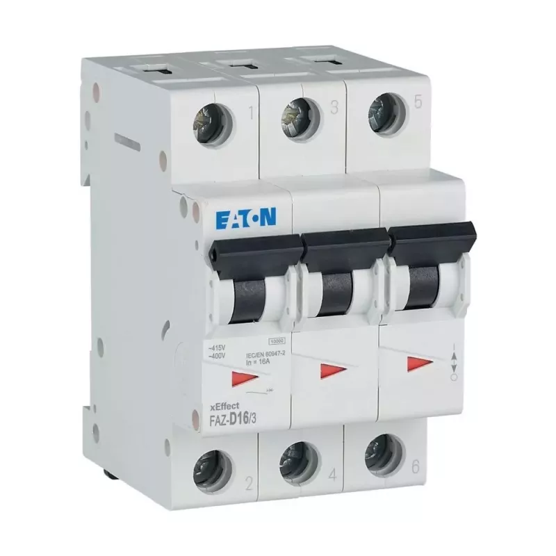 EATON FAZ-D16/3 interruptor automático 16A 3 polos característica D 6kA 278896