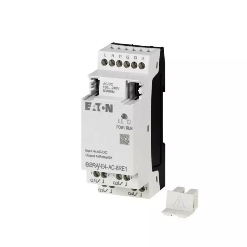 Eaton easyE4 PLC módulo de ampliación de E/S, 4 entradas digitales, 4 salidas de relé EASY-E4-AC-8RE1