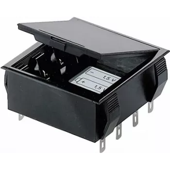 Bopla portapilas para 4 pilas AA (Mignon) con conexión de soldadura de 9V, 65 x 65 x 21,5 mm, negro 46600000