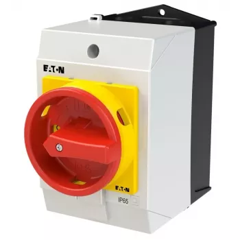 Eaton T0-3-15683/I1/SVB interruptor de levas 3 polos, 20 A, empuñadura roja, placa frontal amarilla 207157