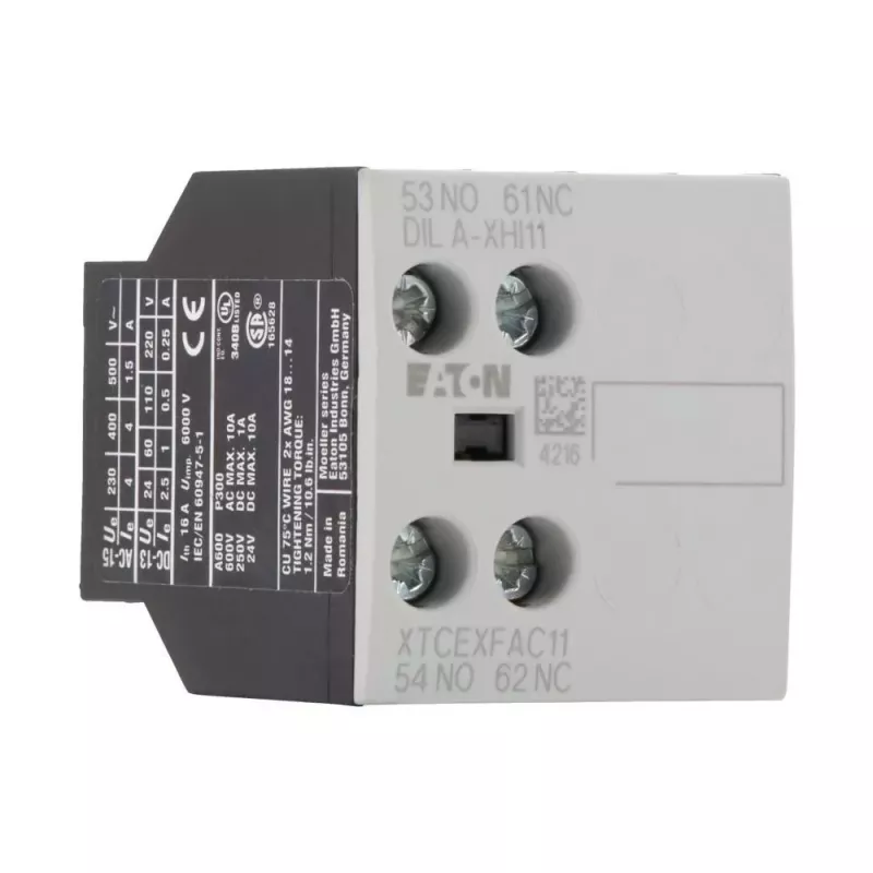 Eaton DILA-XHI11 276421 bloque de contactos auxiliares, 45 x 117 x 68 mm, de -25 a 60 °C, negro/blanco