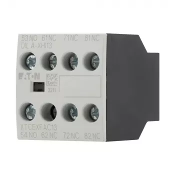 Eaton DILA-XHI13 bloque de contacto auxiliar, 4 polos, 1NO+3NC, bornes de tornillo, montaje frontal, para contactores DILM7-DILM38, negro/blanco 276425