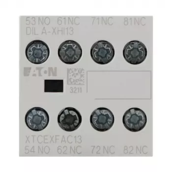 Eaton DILA-XHI13 bloque de contacto auxiliar, 4 polos, 1NO+3NC, bornes de tornillo, montaje frontal, para contactores DILM7-DILM38, negro/blanco 276425