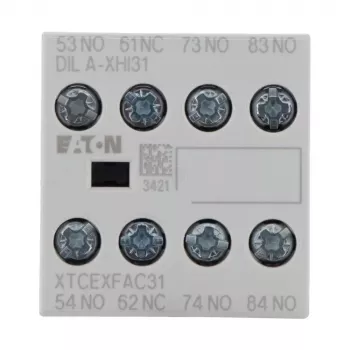 Eaton DILA-XHI31 bloque de contactos auxiliares, 3 NO + 1 NC, bornes de tornillo, montaje frontal, negro/blanco 276427