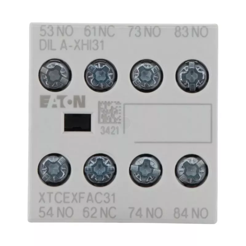 Eaton DILA-XHI31 bloque de contactos auxiliares, 3 NO + 1 NC, bornes de tornillo, montaje frontal, negro/blanco 276427
