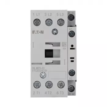 Eaton DILM25-01 contactor de potencia, tripolar, 25 A AC-3, 11 kW, bobina 230 V AC 50 Hz / 240 V AC 60 Hz, 1 NC contacto auxiliar 277164