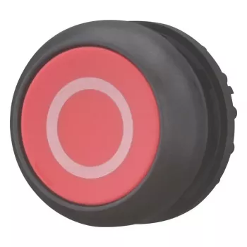 Eaton M22S-D-R-X0 Accionamiento de pulsador, enrasado, botón rojo, aro de plástico negro, montaje 22,5 mm, IP66/IP67/IP69 216606