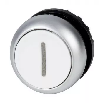 Eaton M22-D-W-X1 Accionamiento de pulsador, botón blanco, aro negro, momentáneo, 22,5 mm 216611